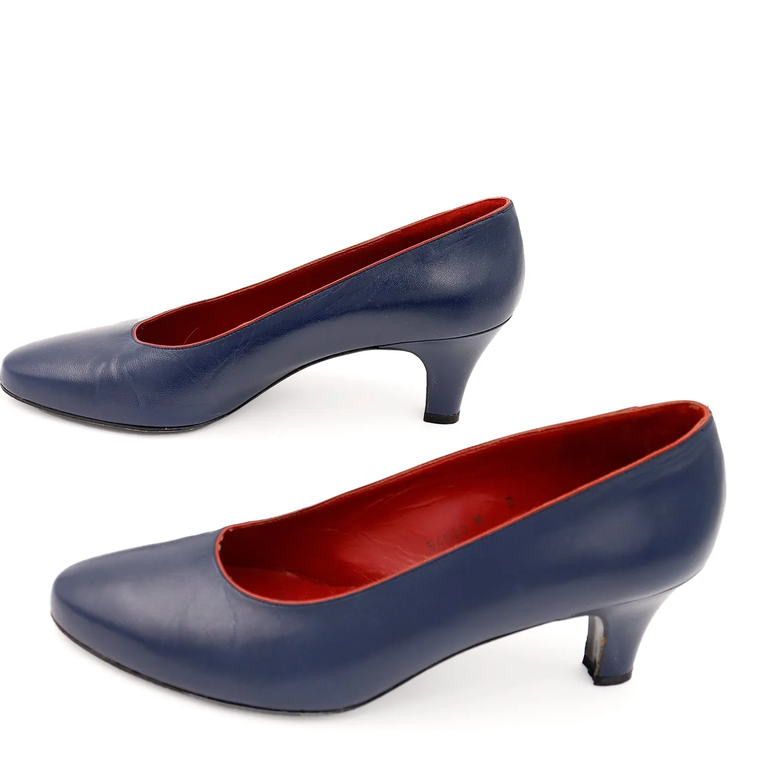 1980s Yves Saint Laurent Vintage Navy Blue Pumps Shoes