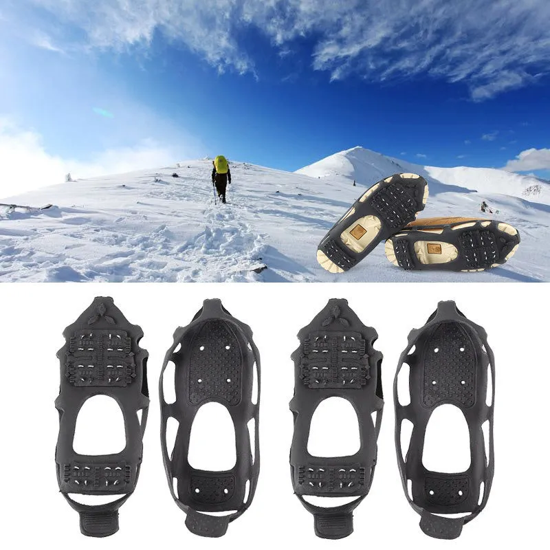 24 Teeth TPE Ice Claw Snow Shoes, Anti-Slip Shoes Set for Fishing, Mountaineering and Rock Climbing