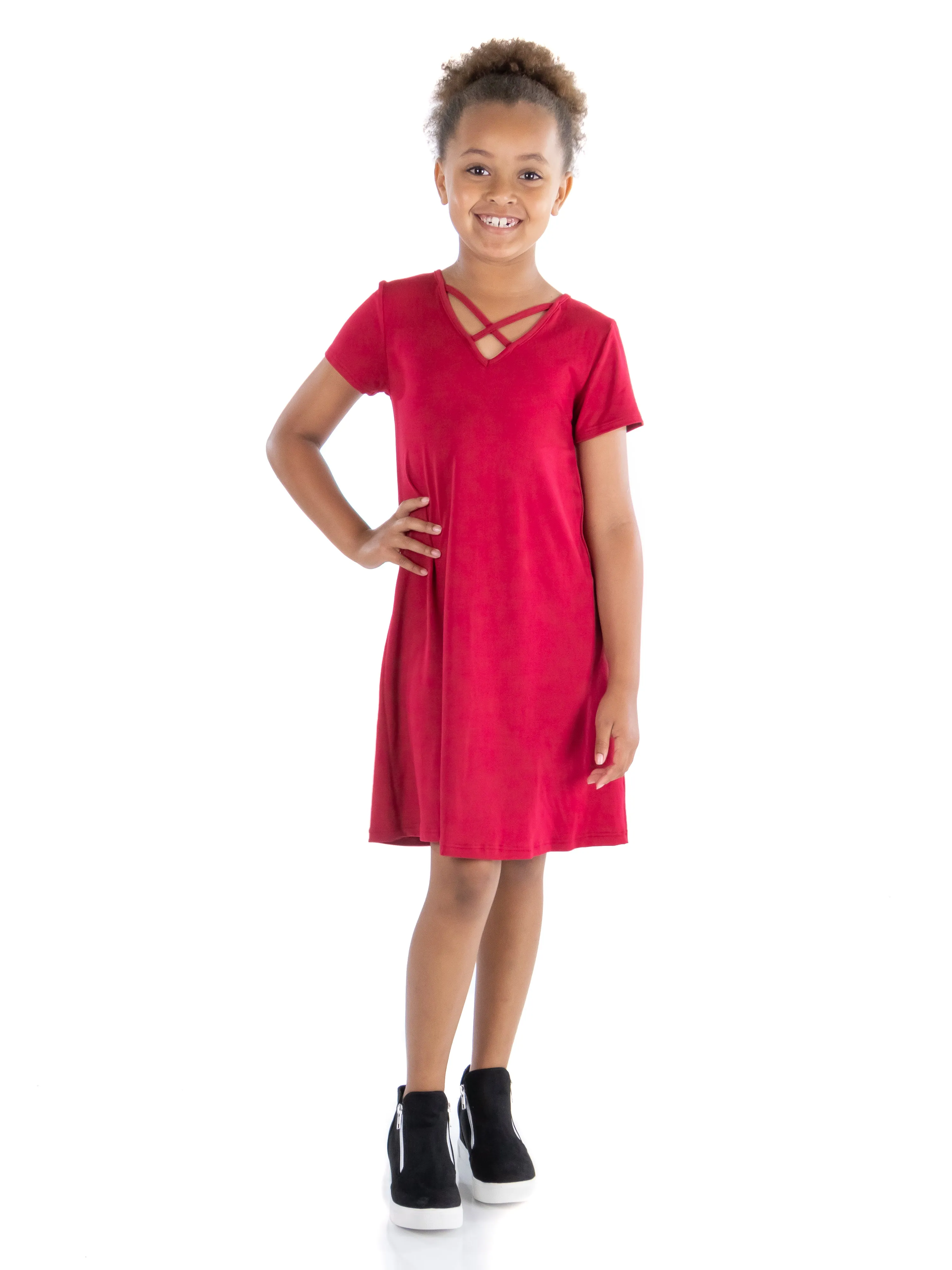 24seven Comfort Apparel Short Sleeve Girls T Shirt Dress