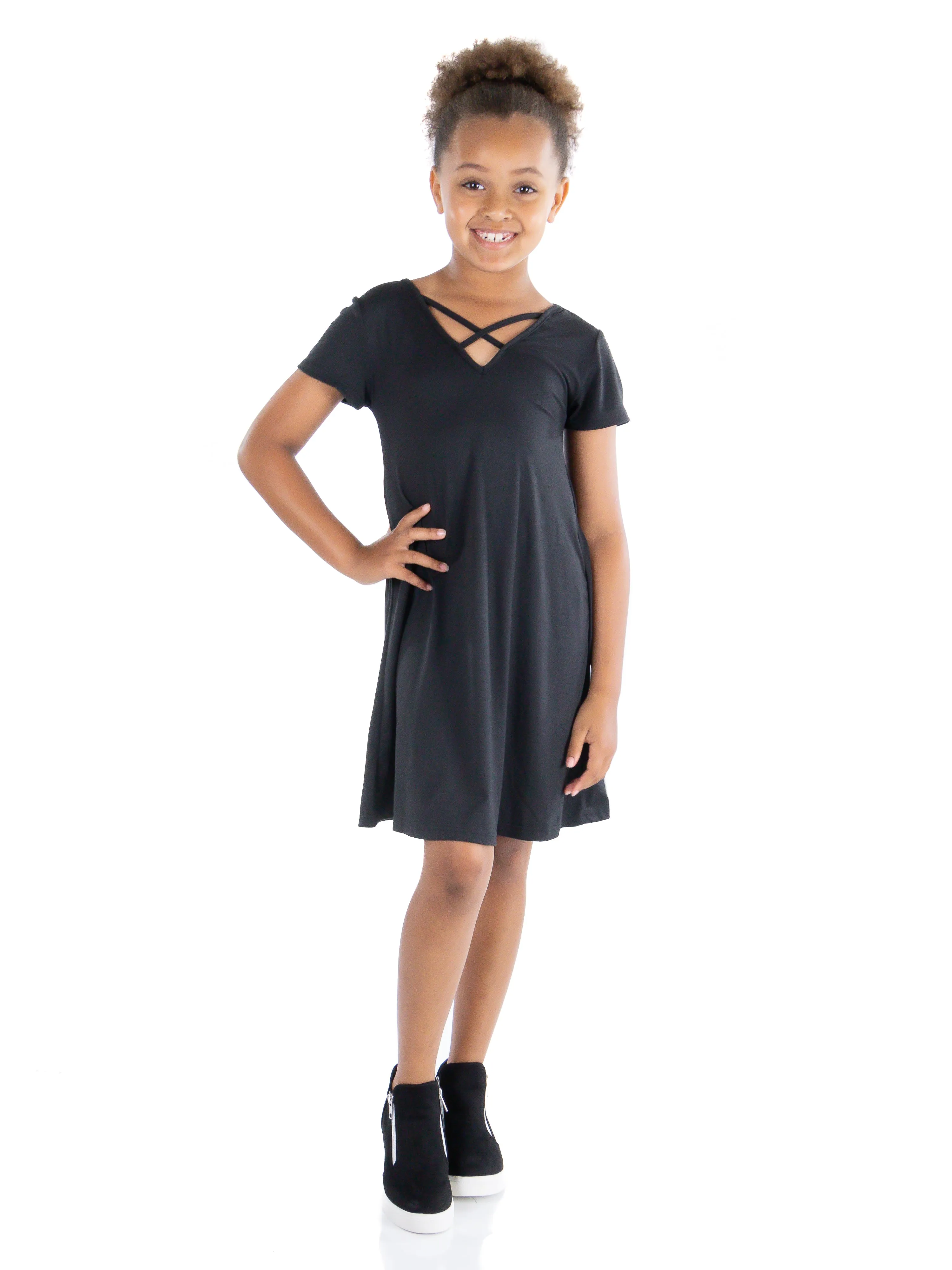 24seven Comfort Apparel Short Sleeve Girls T Shirt Dress