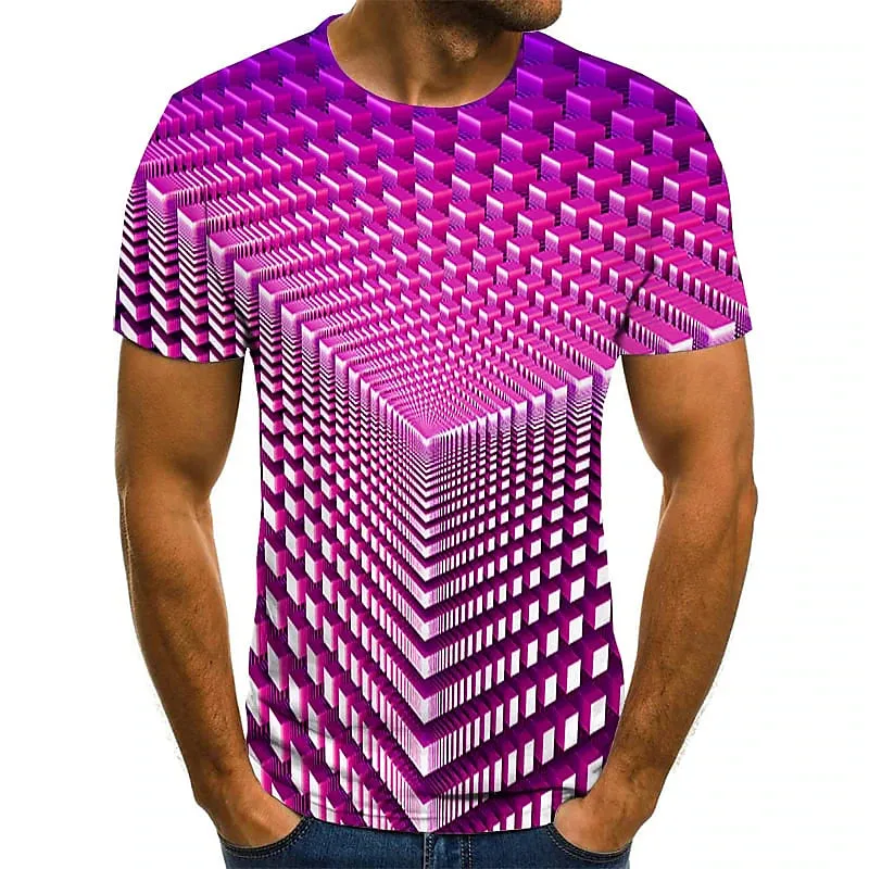 3D Vertigo Print Men's Summer Tee | Vibrant Graphic T-Shirt for Parties & Sports