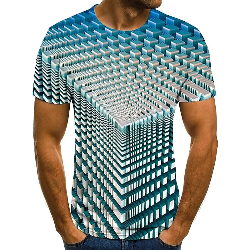 3D Vertigo Print Men's Summer Tee | Vibrant Graphic T-Shirt for Parties & Sports