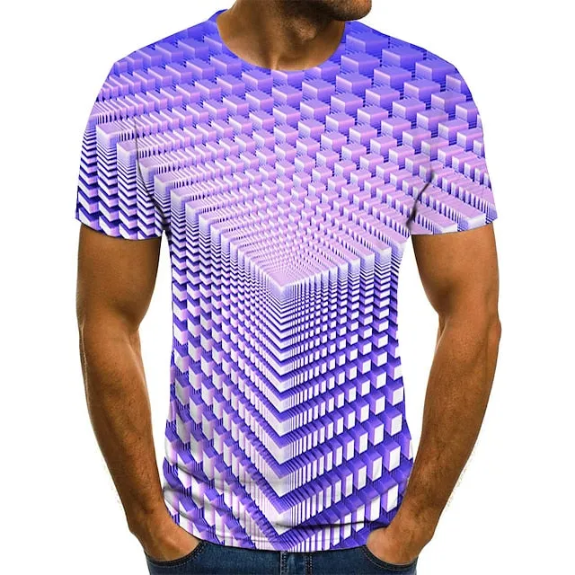 3D Vertigo Print Men's Summer Tee | Vibrant Graphic T-Shirt for Parties & Sports