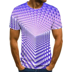 3D Vertigo Print Men's Summer Tee | Vibrant Graphic T-Shirt for Parties & Sports