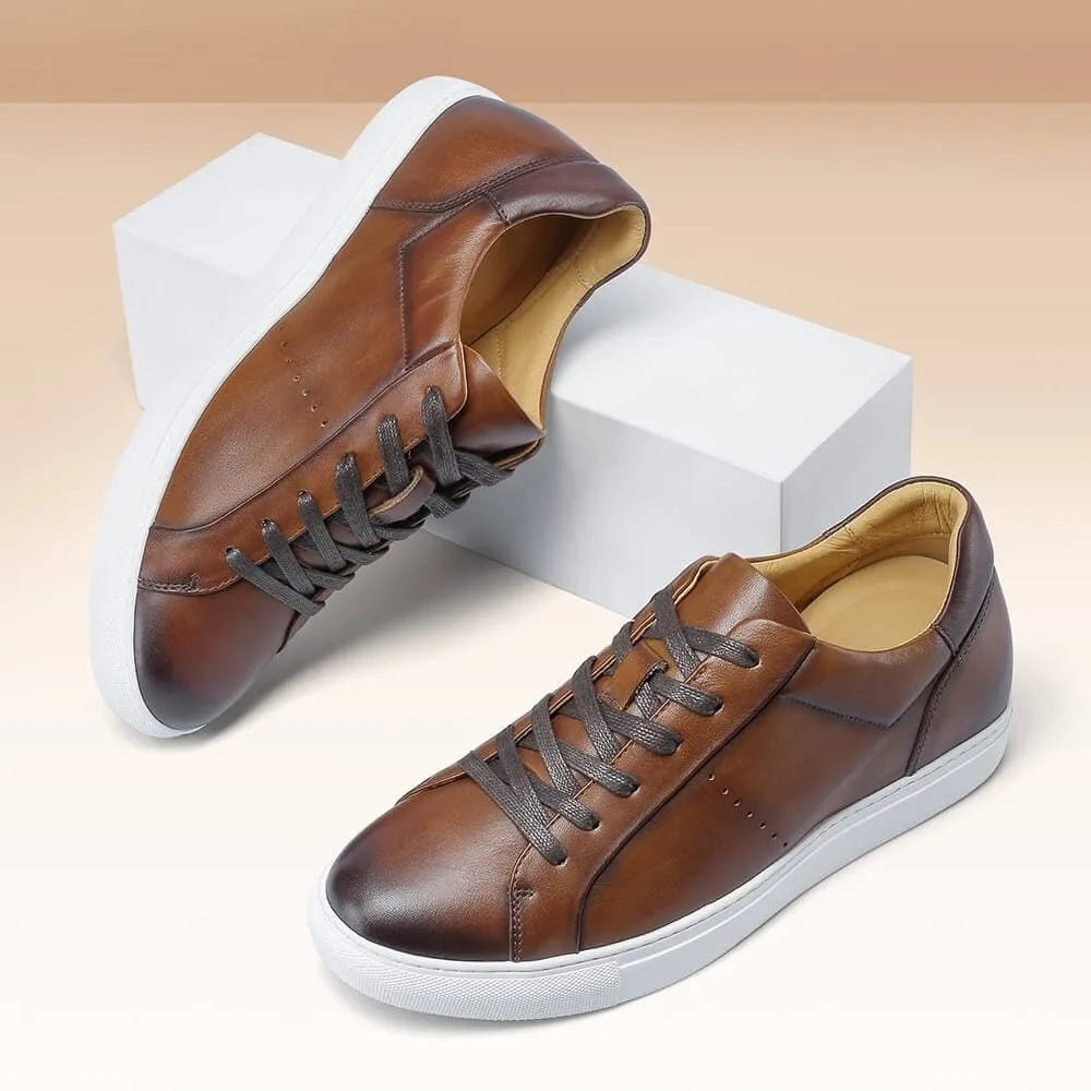 6CM / 2.36 Inches CMR CHAMARIPA Height Increasing Shoes - Brown Height Increasing Trainers