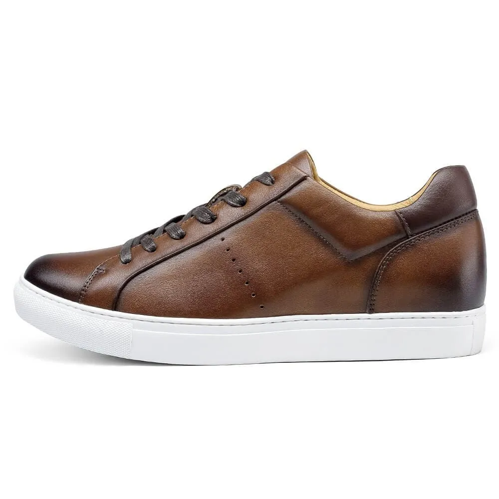 6CM / 2.36 Inches CMR CHAMARIPA Height Increasing Shoes - Brown Height Increasing Trainers