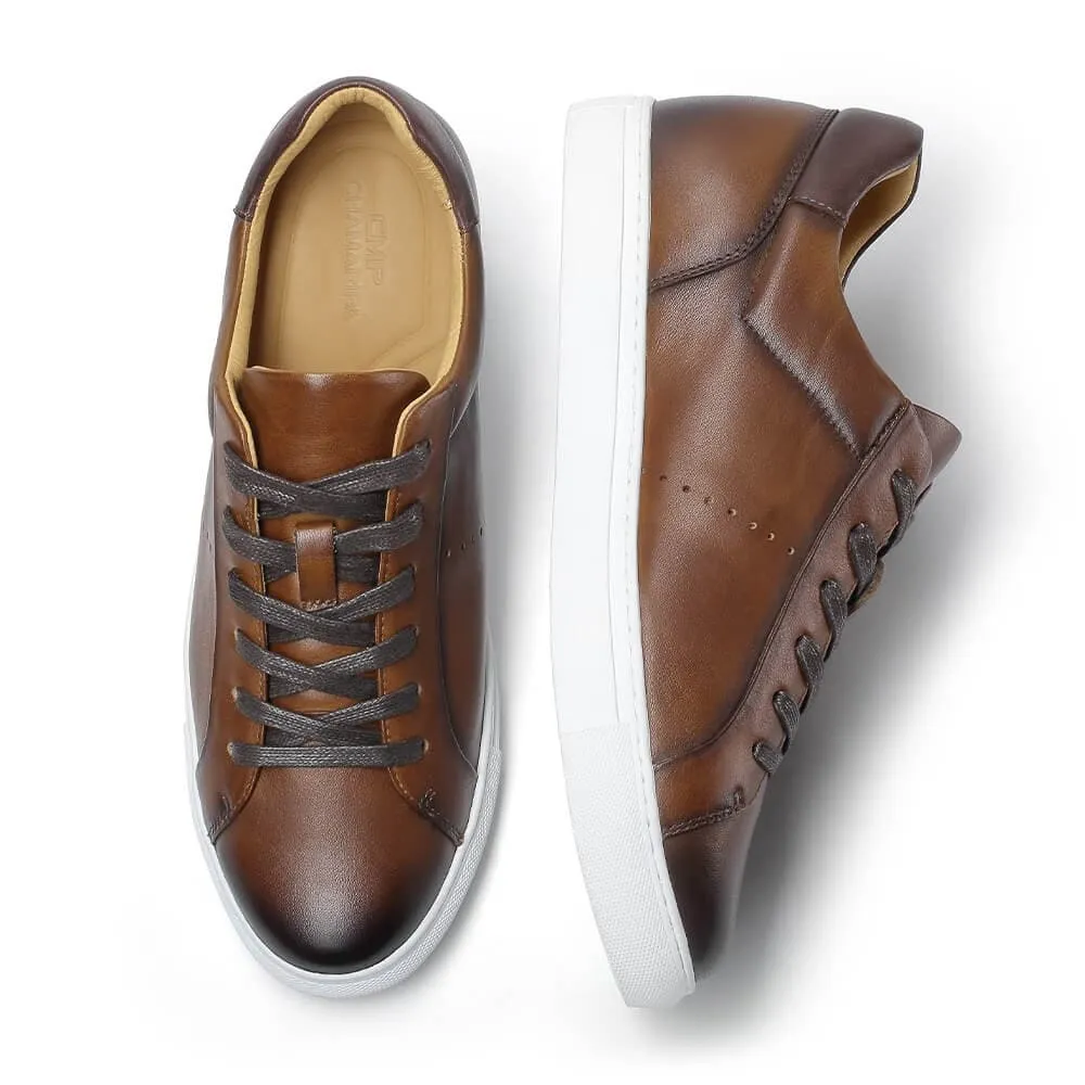 6CM / 2.36 Inches CMR CHAMARIPA Height Increasing Shoes - Brown Height Increasing Trainers