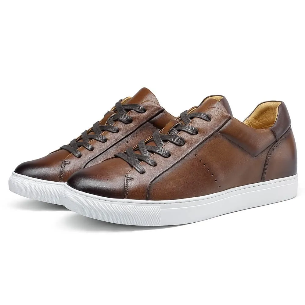 6CM / 2.36 Inches CMR CHAMARIPA Height Increasing Shoes - Brown Height Increasing Trainers