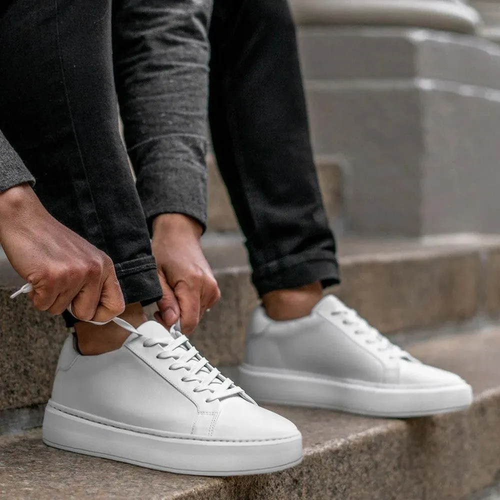 7 CM/2.76 Inches CMR CHAMARIPA  Handcrafted Custom Elevator Sneakers - Casual Men's White Sneakers