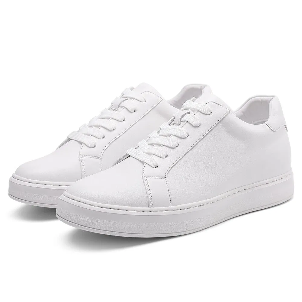 7 CM/2.76 Inches CMR CHAMARIPA  Handcrafted Custom Elevator Sneakers - Casual Men's White Sneakers