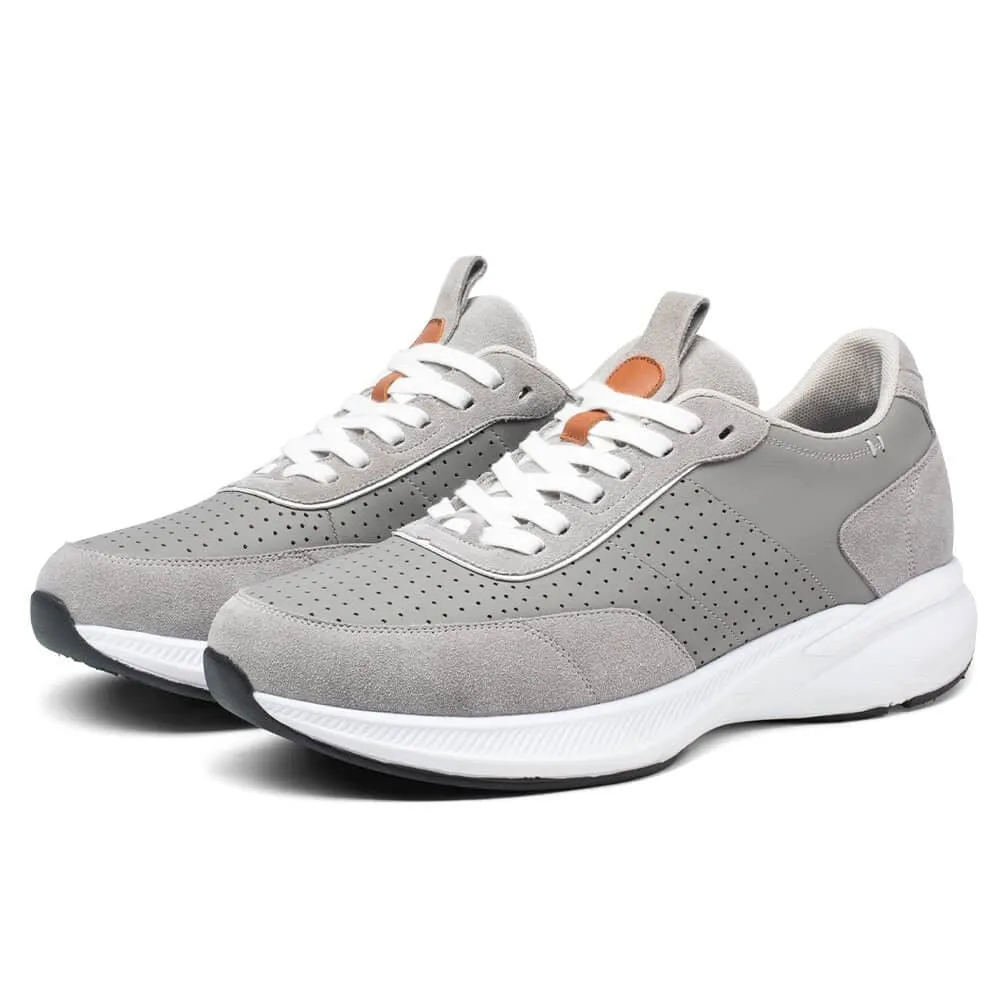 8 CM / 3.15 Inches CMR CHAMARIPA Height Increasing Shoes - Men's Elevator Sneakers in Gray Suede Leather