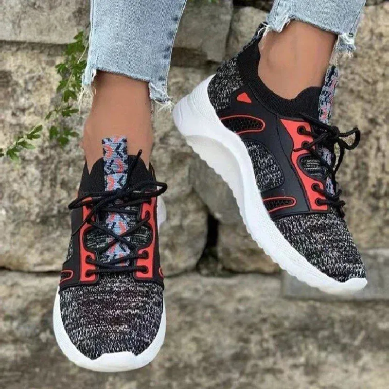 AMOZAE- -  Casual Leopard Mesh Knitted Sneakers