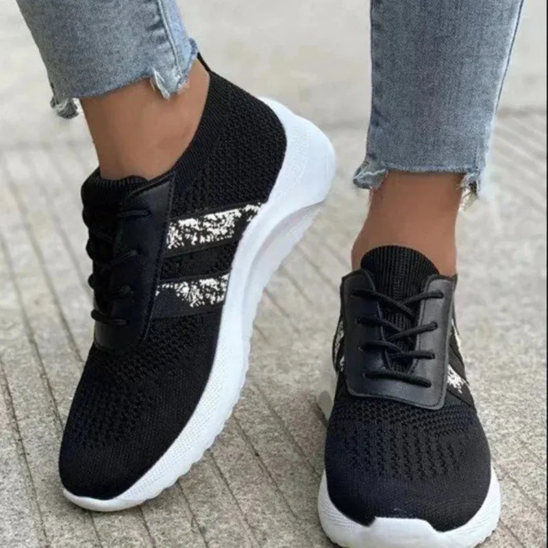 AMOZAE- -  Casual Leopard Mesh Knitted Sneakers