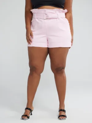 Andie High Rise Paperbag Waist Twill Shorts