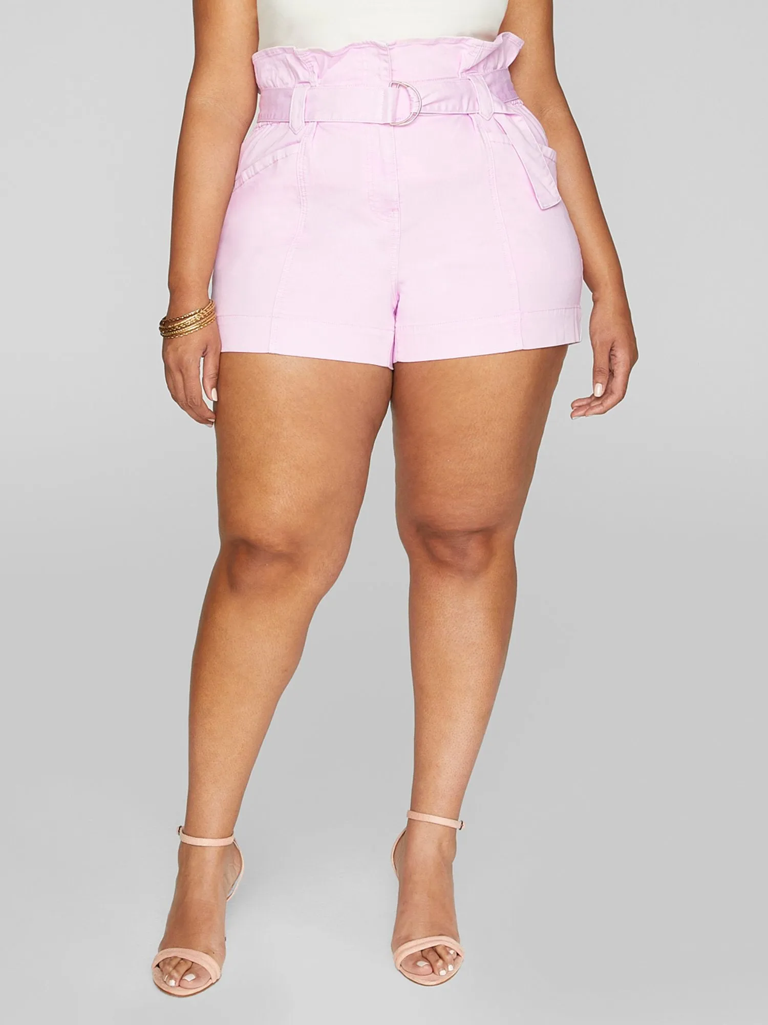 Andie High Rise Paperbag Waist Twill Shorts