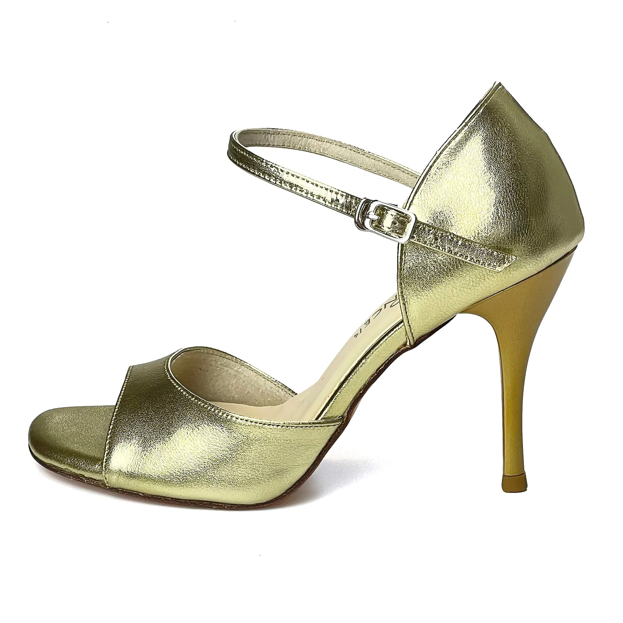 Argentine Tango Shoes Women High Heel Dance Sandals Leather Sole Gold