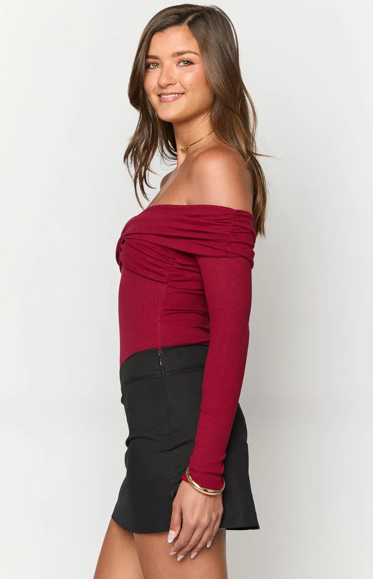 Ari Red Off Shoulder Bodysuit