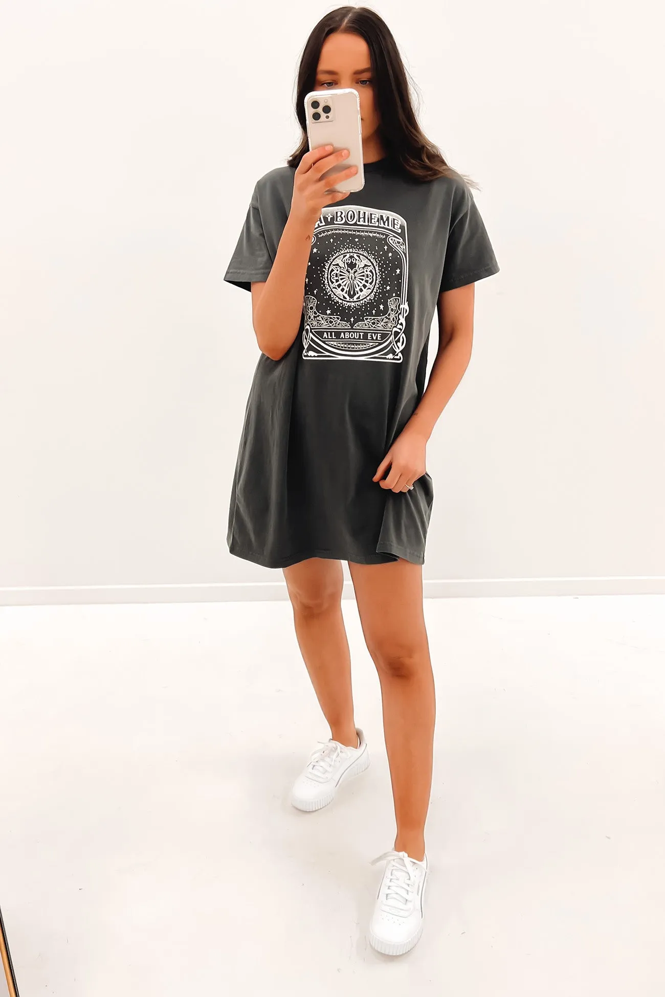 Art Tee Dress Charcoal