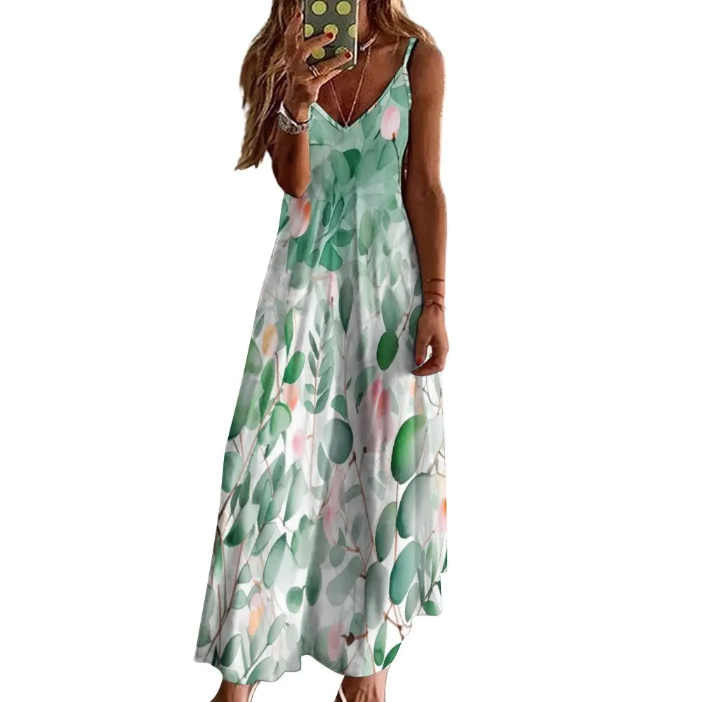 Australian Eucalyptus Spaghetti Strap Ankle-Length Dress Long dress