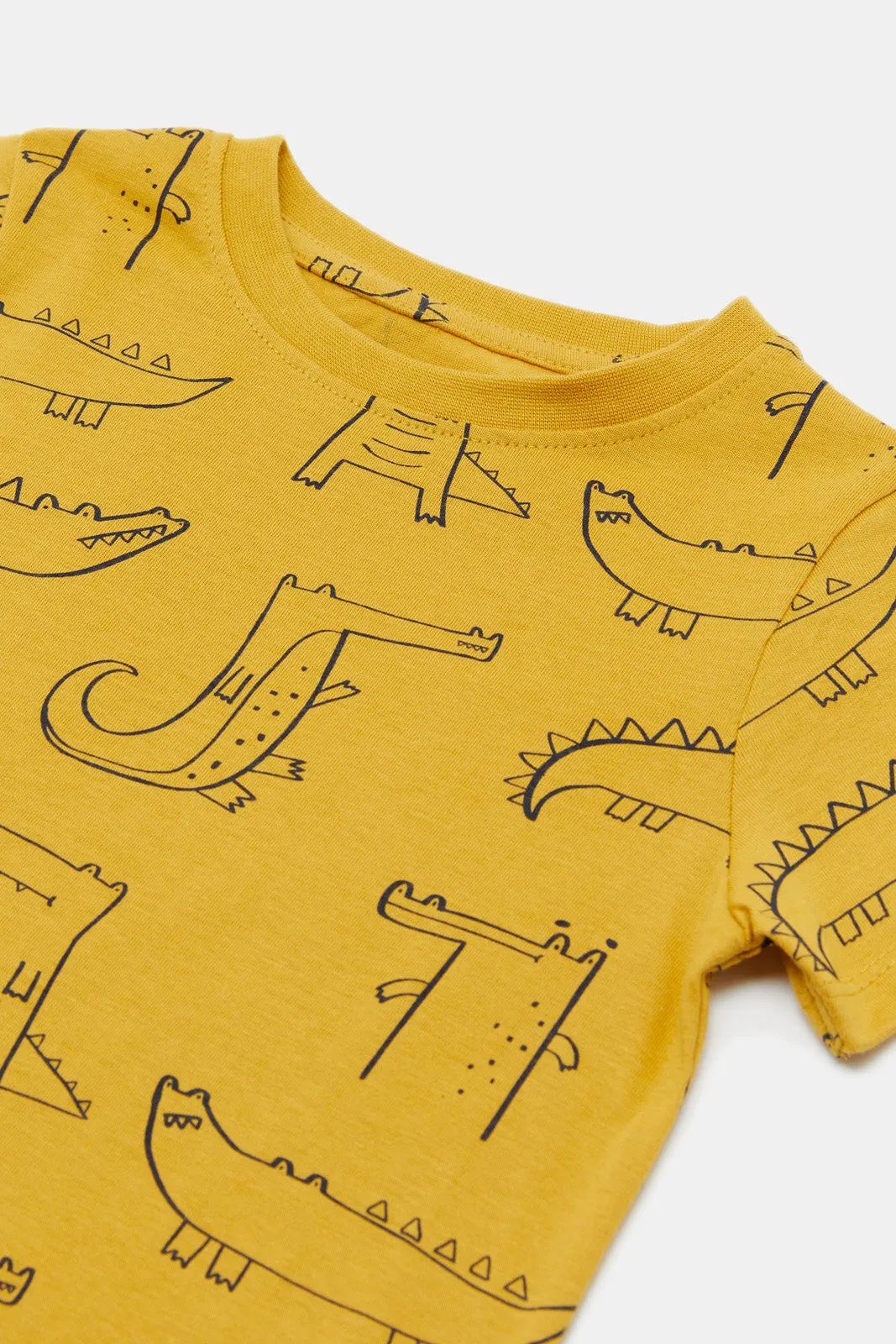 Baby Boys Printed Mustard  T-Shirt