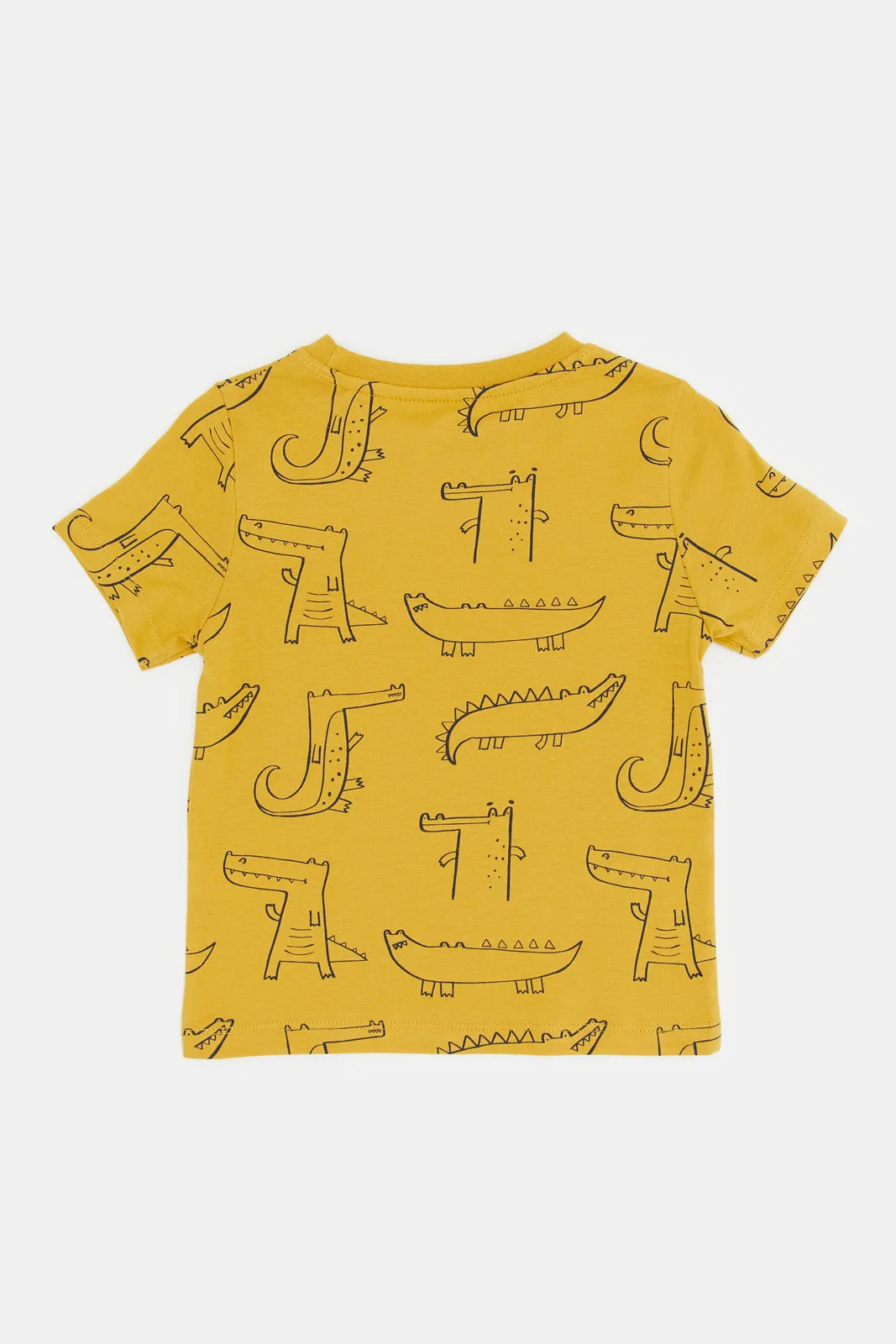 Baby Boys Printed Mustard  T-Shirt