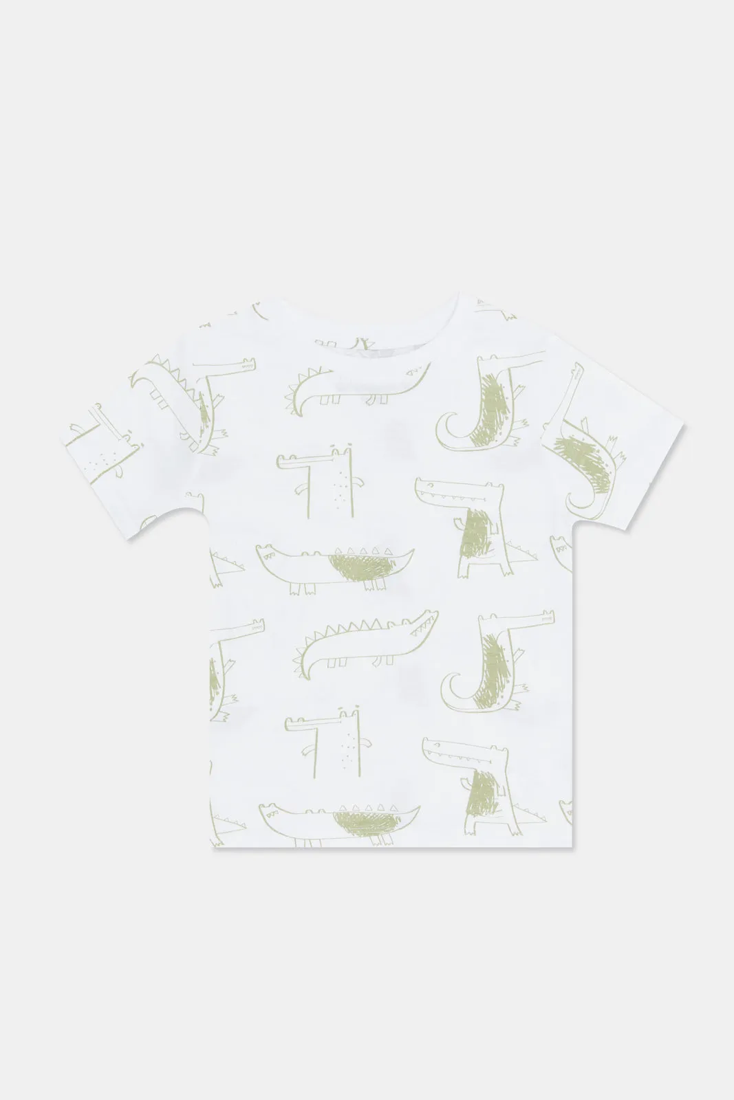 Baby Boys White Croc Printed  T-Shirt