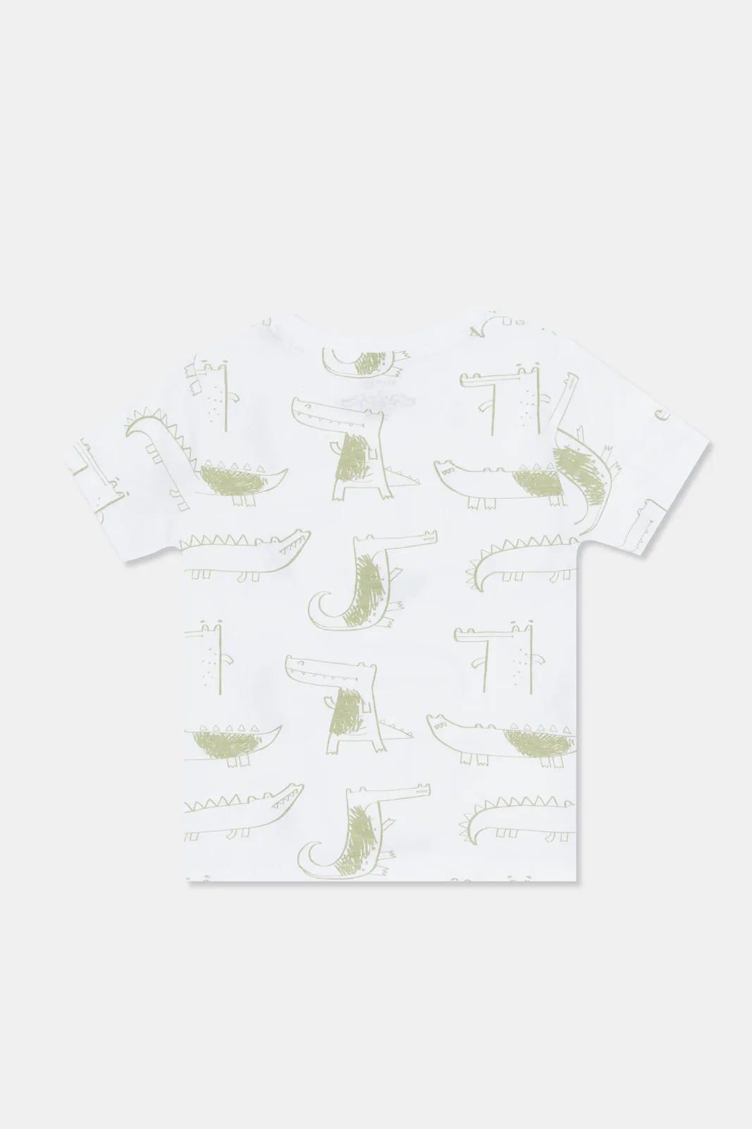 Baby Boys White Croc Printed  T-Shirt