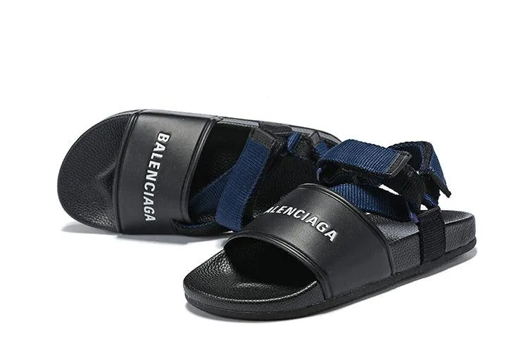 Balenciaga Men's Logo-Stamped Leather Sandals