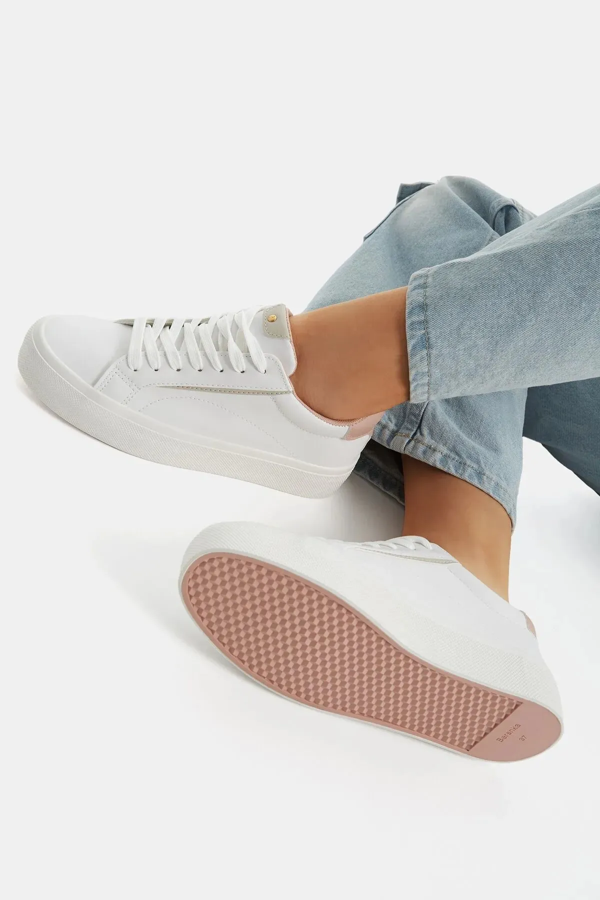 Bershka Women's Contrast Studded Sneakers