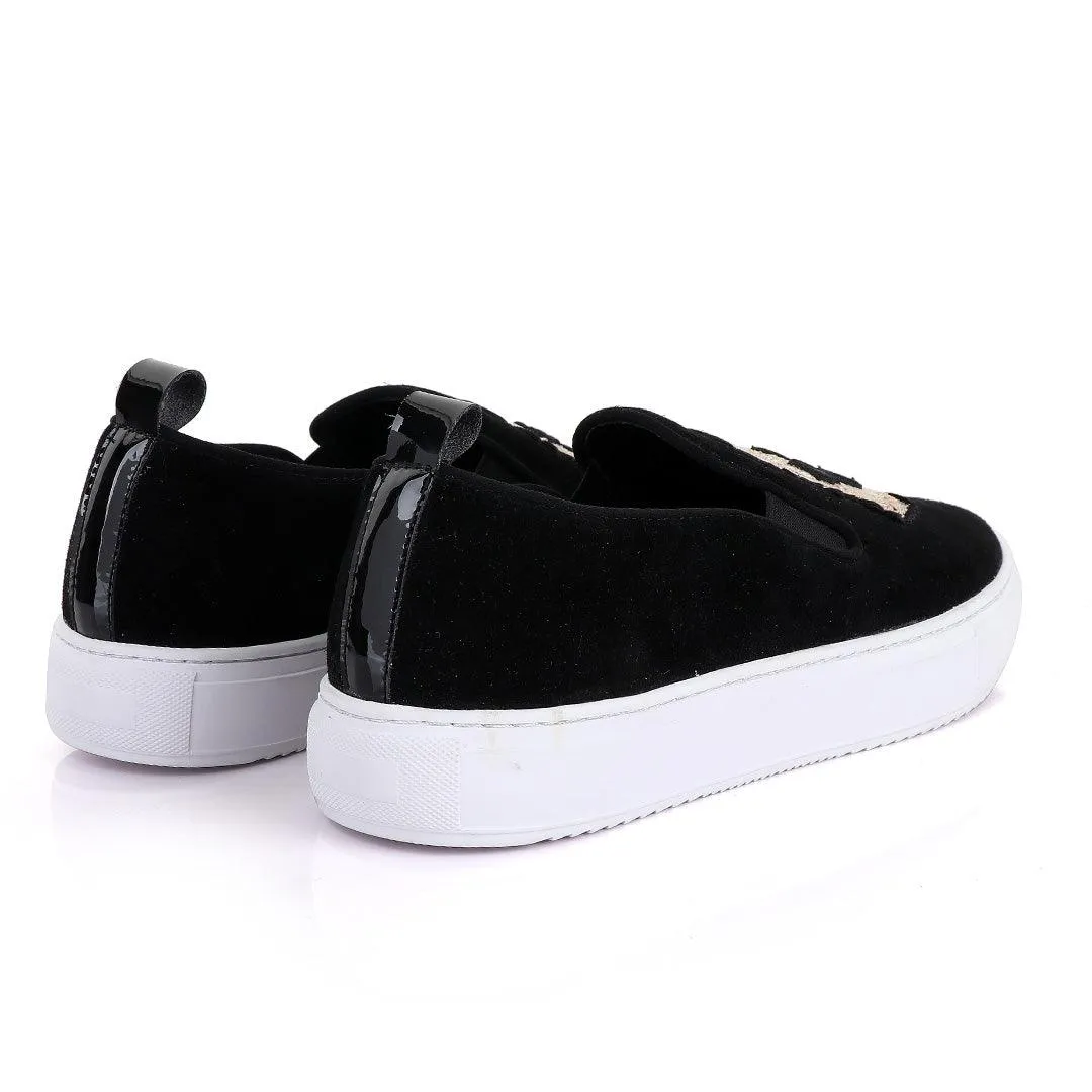 BILLIONAIRE EXQUISITE MEN ASH DESIGN BLACK SNEAKERS SHOE