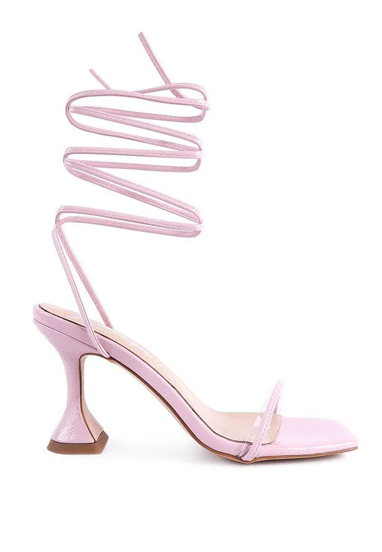 BITEN BERRY SPOOL HEELED LACE UP SANDAL