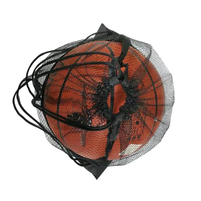 Black Basketball Mesh Bags Portable Multi-function Volleyball Storage Net Pouch Organizer Outdoor Sports Training Bag