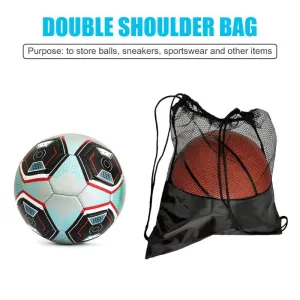 Black Basketball Mesh Bags Portable Multi-function Volleyball Storage Net Pouch Organizer Outdoor Sports Training Bag