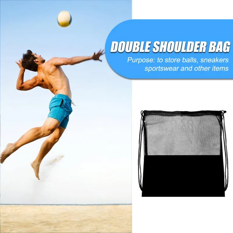 Black Basketball Mesh Bags Portable Multi-function Volleyball Storage Net Pouch Organizer Outdoor Sports Training Bag