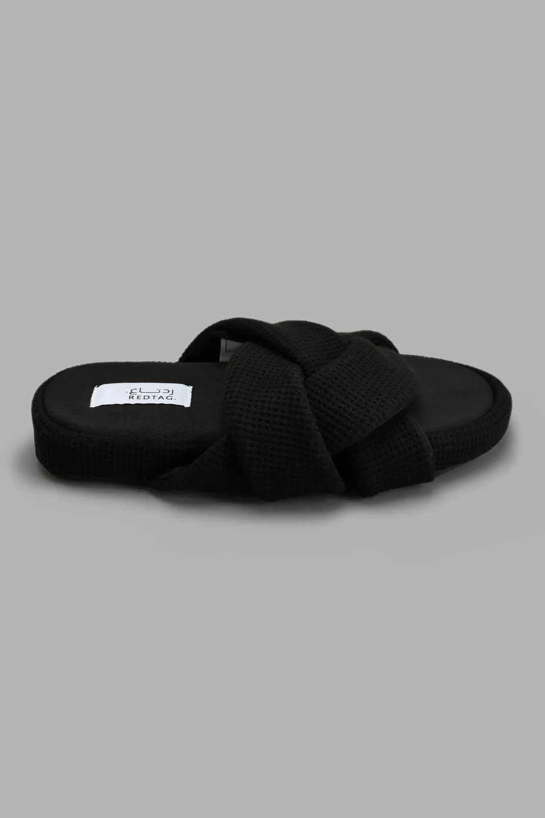 Black Textured Slipper