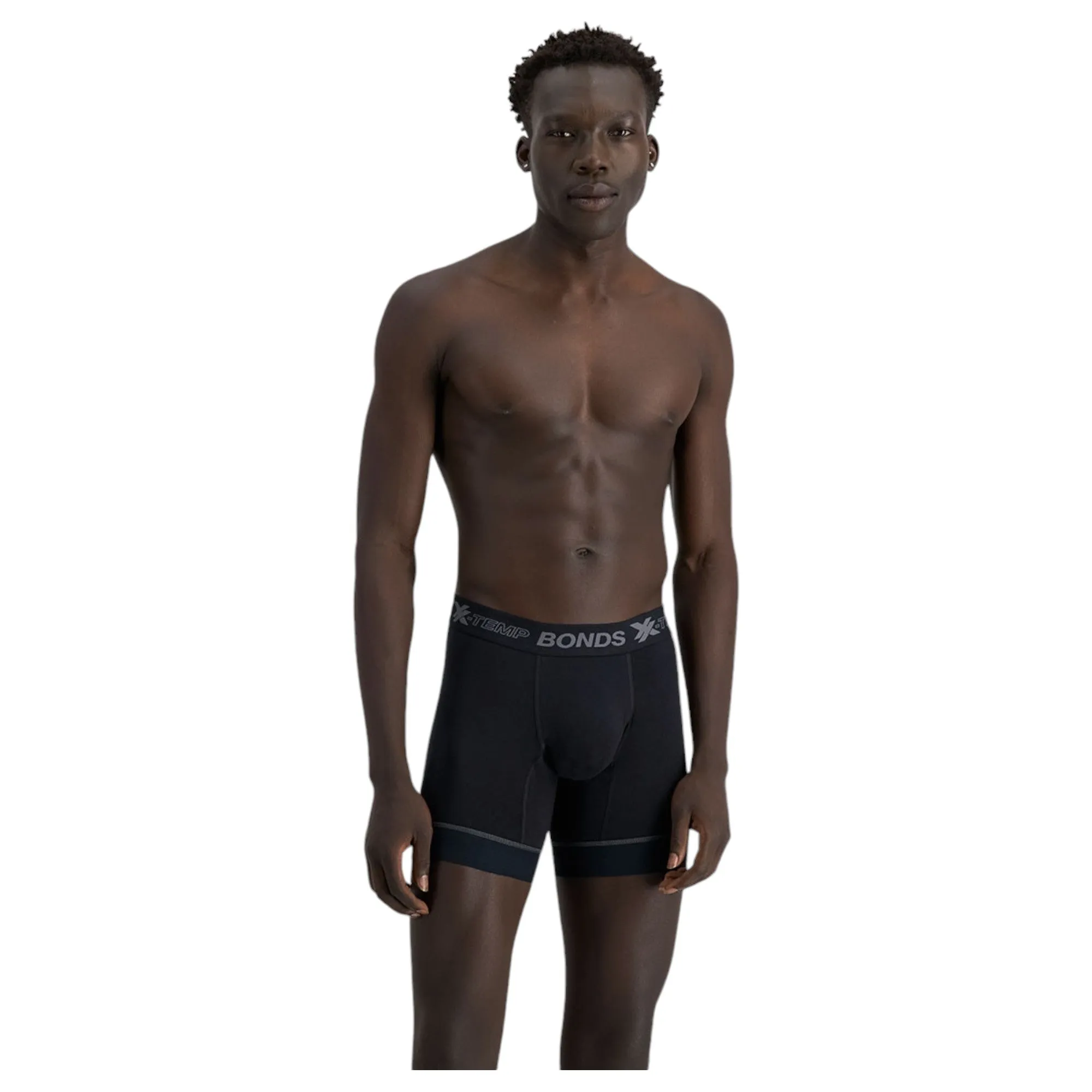 Bonds Mens X-Temp Grip Tech Mid Trunks Black Underwear