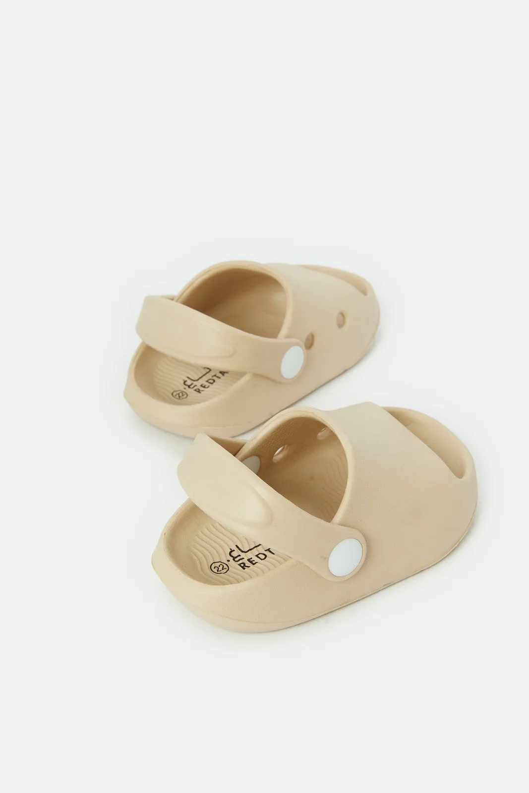 Boys Beige Moulded Slide With Backstrap