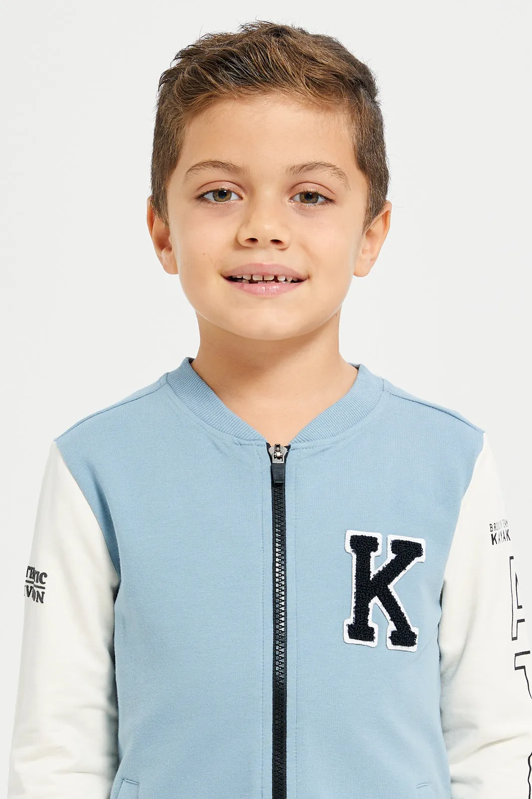 Boys Blue Bomber Zip Thru Sweatshirt