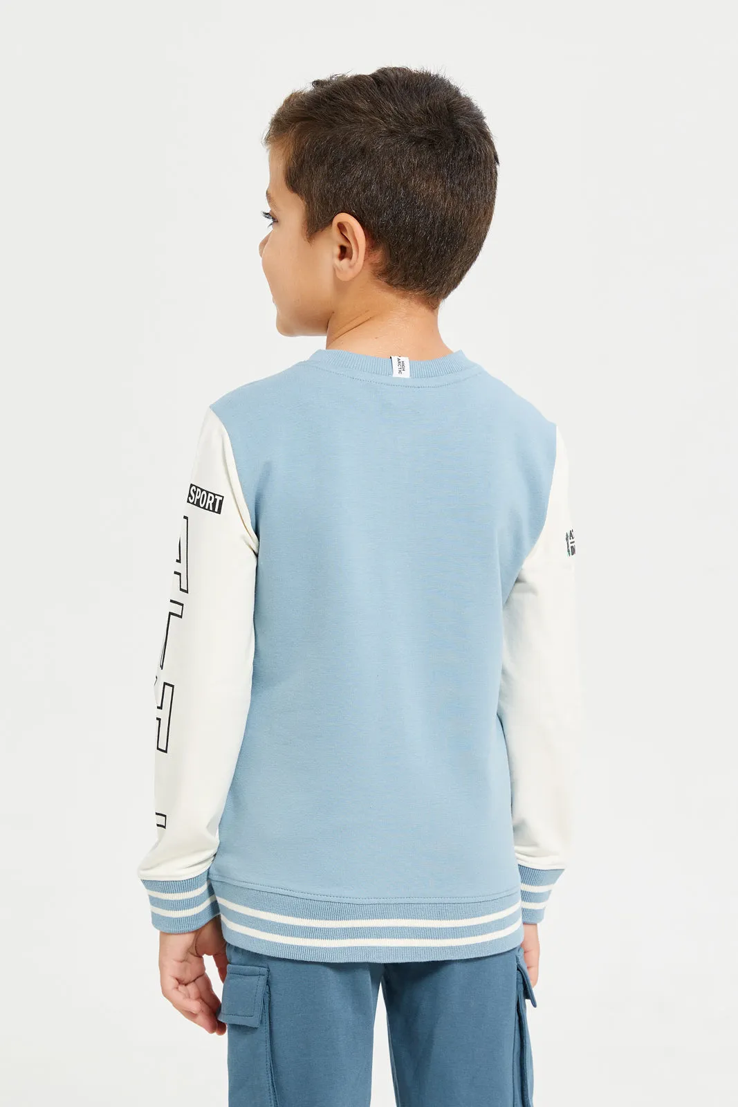 Boys Blue Bomber Zip Thru Sweatshirt