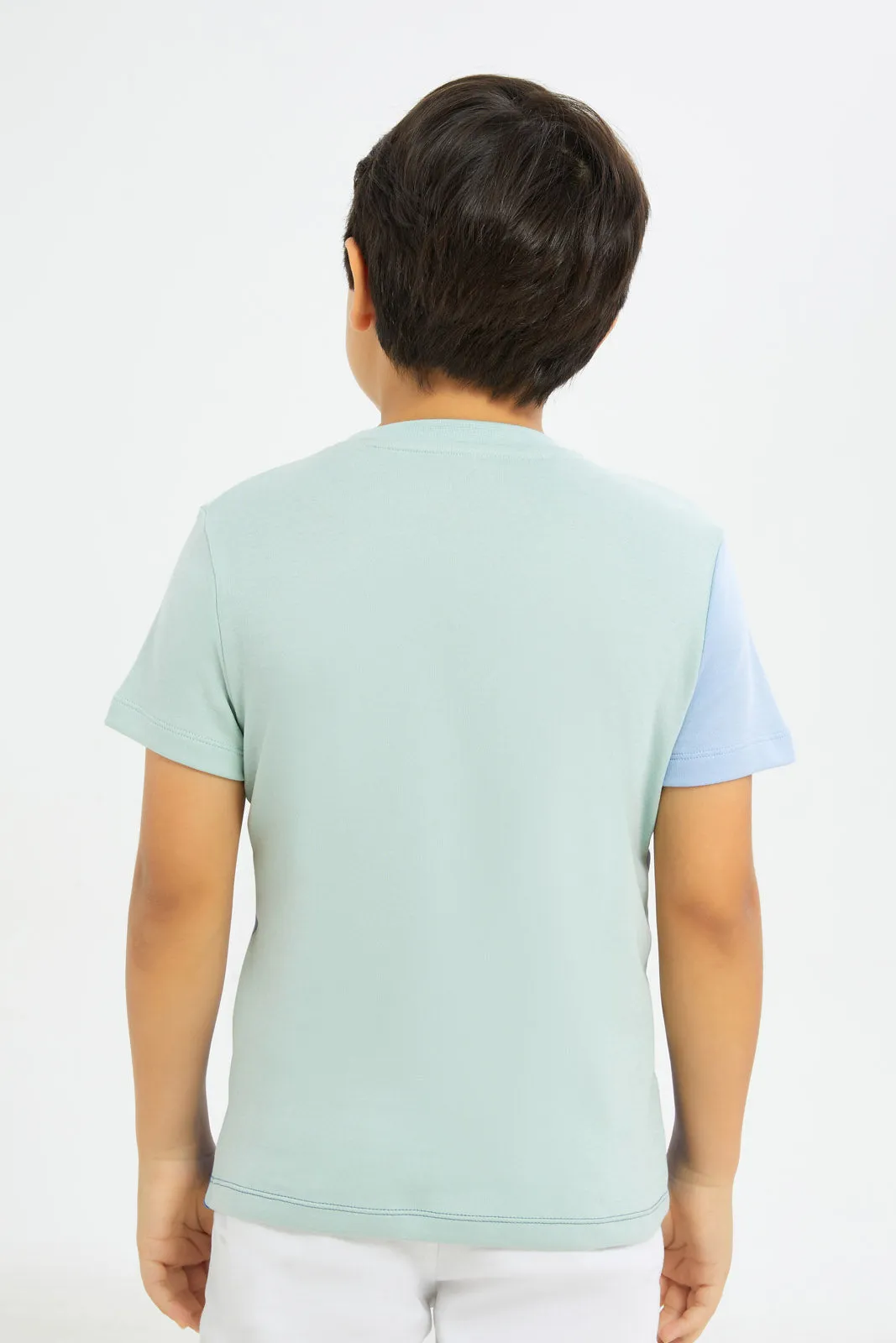 Boys Blue Cut And Sew Short Sleeve T-Shirt