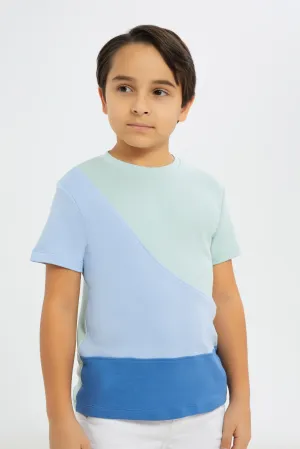 Boys Blue Cut And Sew Short Sleeve T-Shirt