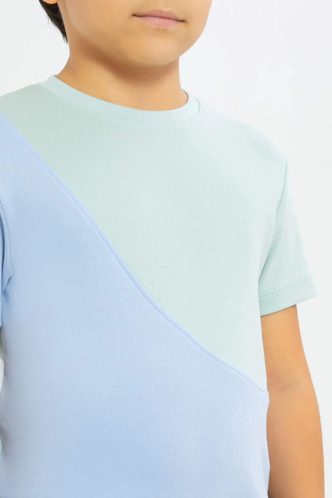 Boys Blue Cut And Sew Short Sleeve T-Shirt