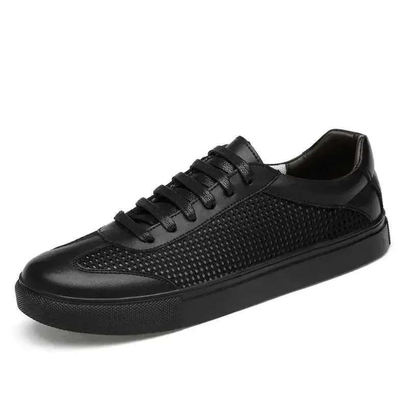 Brand Casual Shoes Luxury Men Flats Fashion Breathable Sneakers Lace Up Genuine Leather Shoes Footwear Big Size 38-46