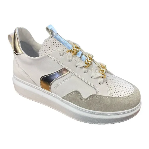 CafèNoir Sneakers in pelle con pasalaccio catena C1DE1520 W001 white