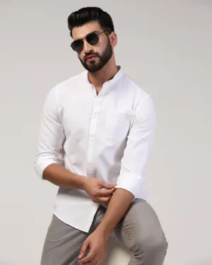 Casual White Textured Shirt - Jolt