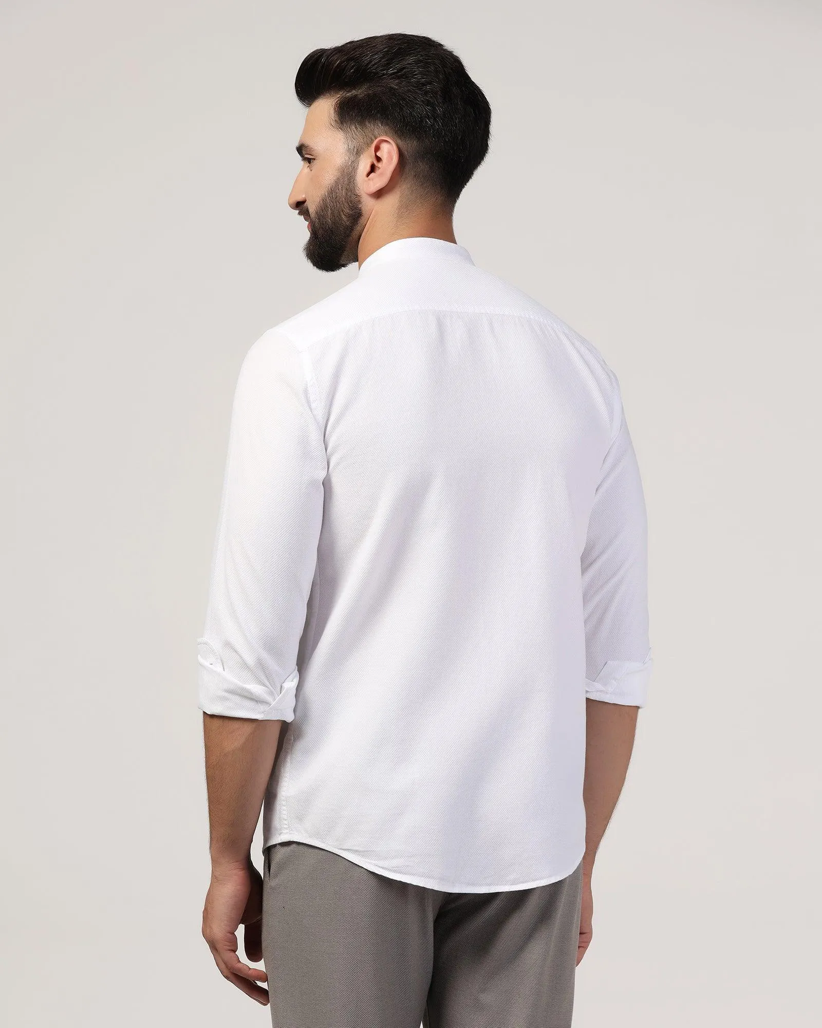 Casual White Textured Shirt - Jolt