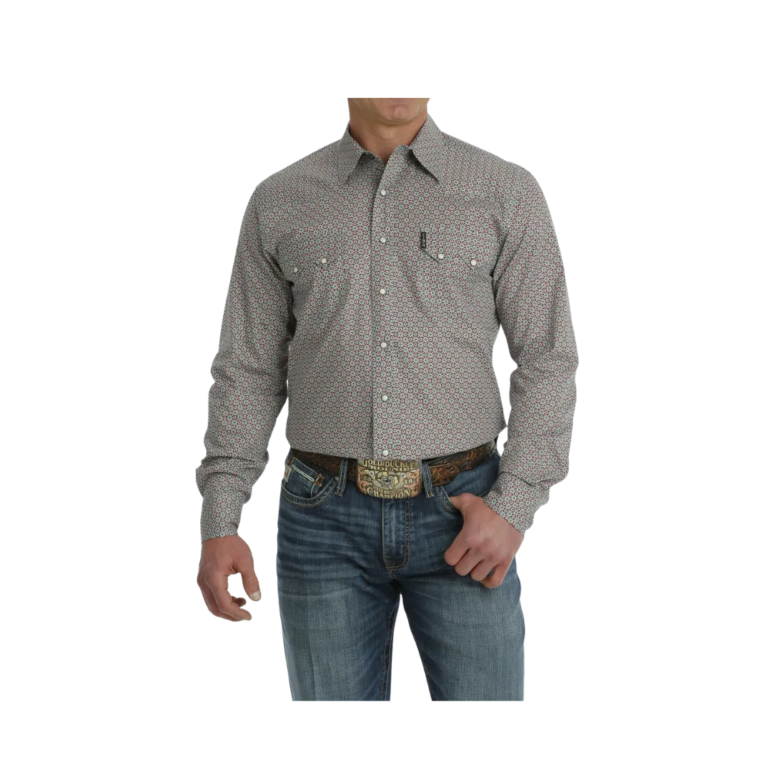 Cinch Men's Modern Fit Western Burgundy Shirt