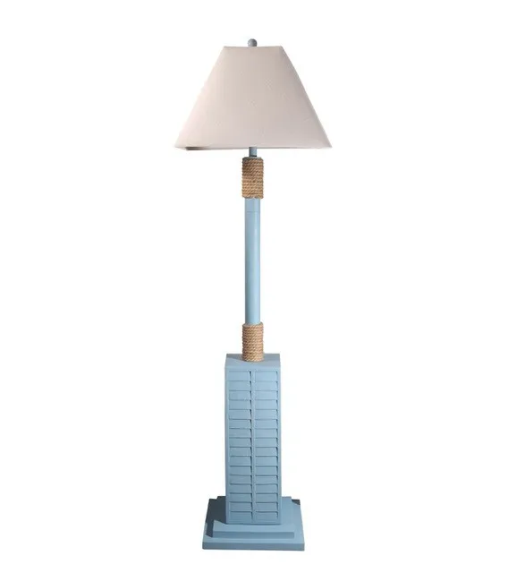 Classic Aqua Blue and Nautical Rope Floor Lamp