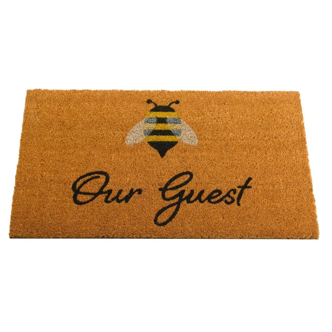 Coir Door Mat Bee Our Guest 45 x 75cm