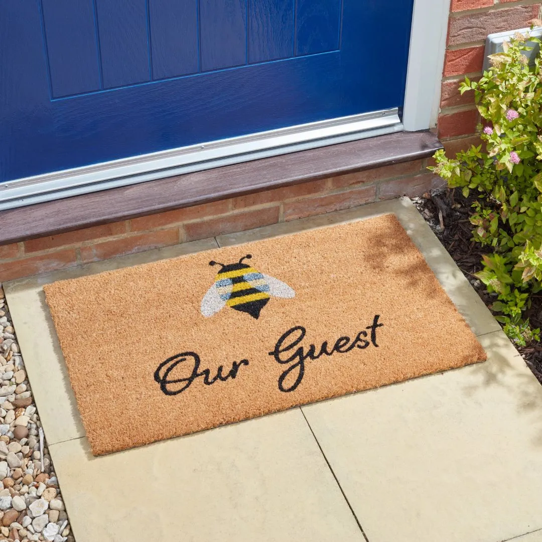 Coir Door Mat Bee Our Guest 45 x 75cm